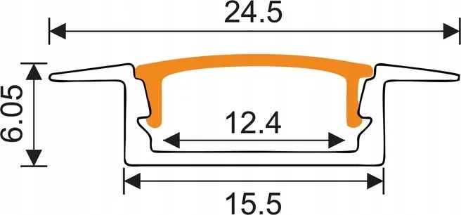 LED profil zapustený 1m hliníkový biely pre LED pásiky