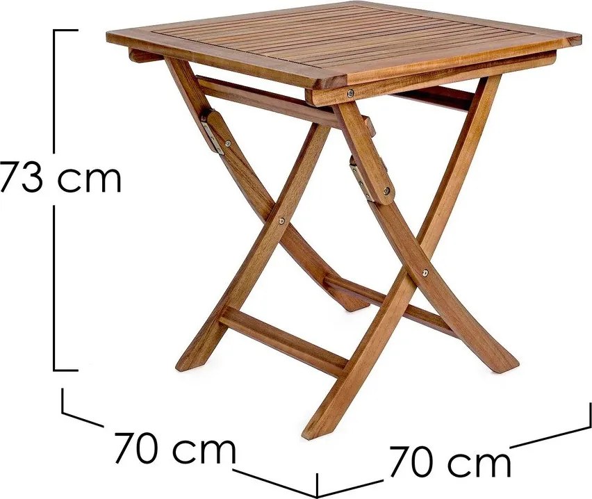 Záhradný stolík z masívu akácie 70x70 cm Noemi – Bizzotto