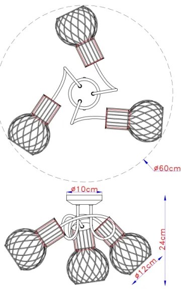 Globo 54013-3 - Prisadený luster ARGUSTO 3xE27/40W/230V