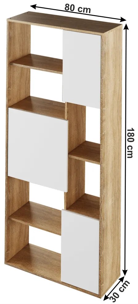 Regál Umini (dub sonoma + biela). Vlastná spoľahlivá doprava až k Vám domov. 1016643