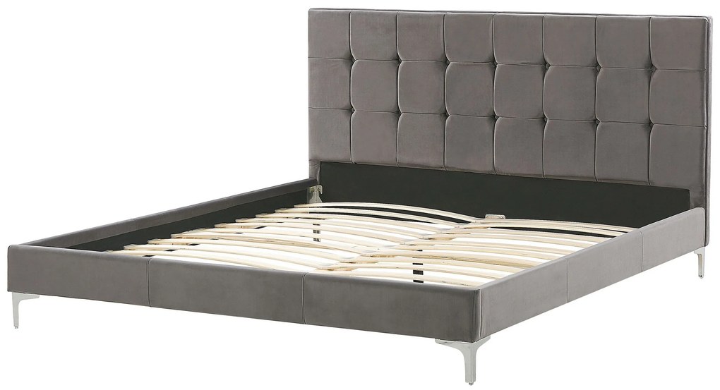 Zamatová posteľ 160 x 200 cm sivá AMBERT Beliani
