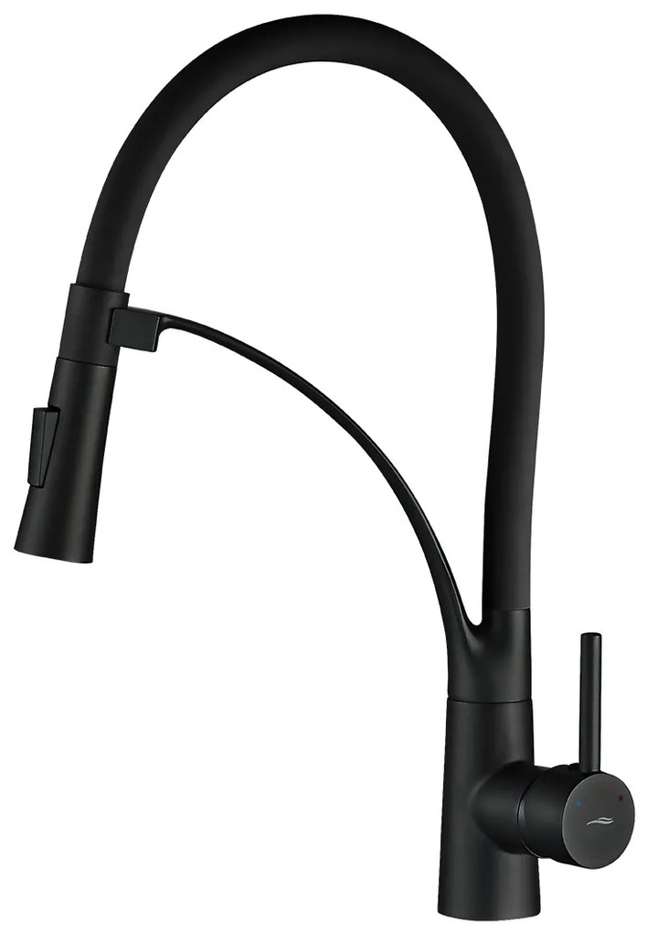 Kuchinox Olor, vysoká drezová batéria s elastickým ramenom, čierna matná, LAV-BKR_B78D