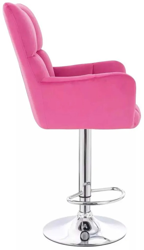 LuxuryForm DESIGN Barové kreslo AURORA VELUR na striebornom tanieri - tmavoružové