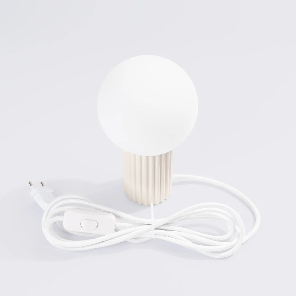 Stolná lampa Halo, 1x biele sklenené tienidlo, be