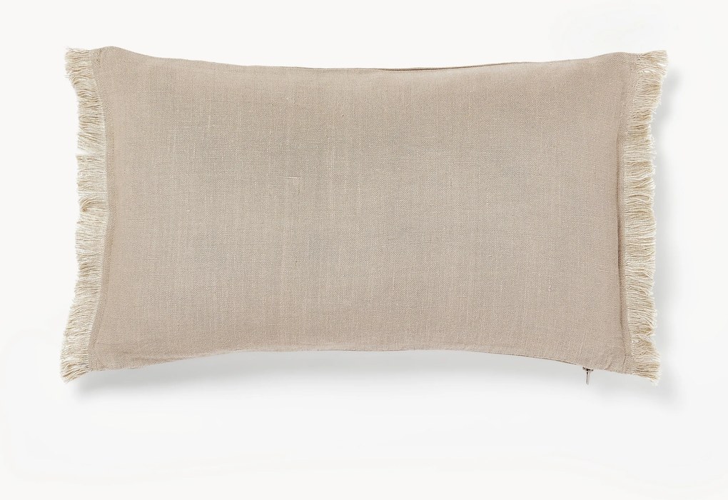 Ľanový poťah na vankúš so strapcami Luana