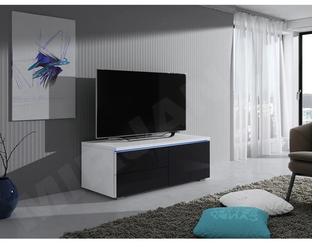 TV stolík Cleo XI P, Farby: biela / šedý lesk