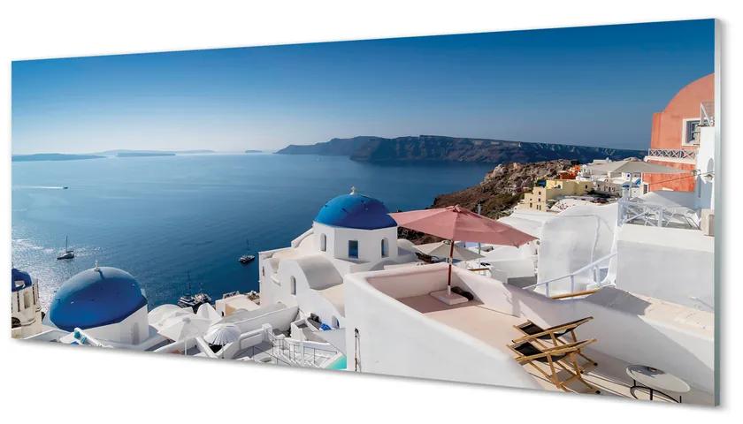 Obraz na akrylátovom skle Grécko sea panorama budov 120x60 cm