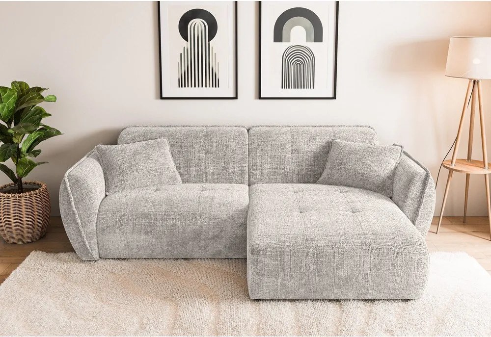 Béžová ženilková rohová pohovka (pravý roh/s leňoškou) Nelia – Ropez