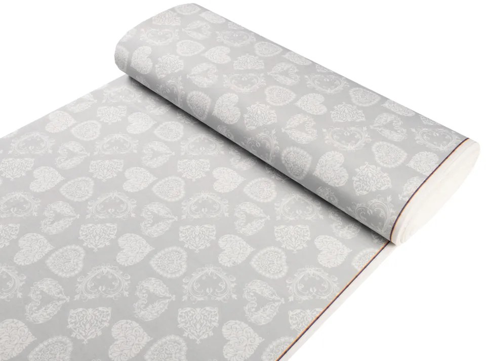 Biante Dekoračný obdĺžnikový obrus PML-071 Srdce s ornamentami na sivom 60x100 cm