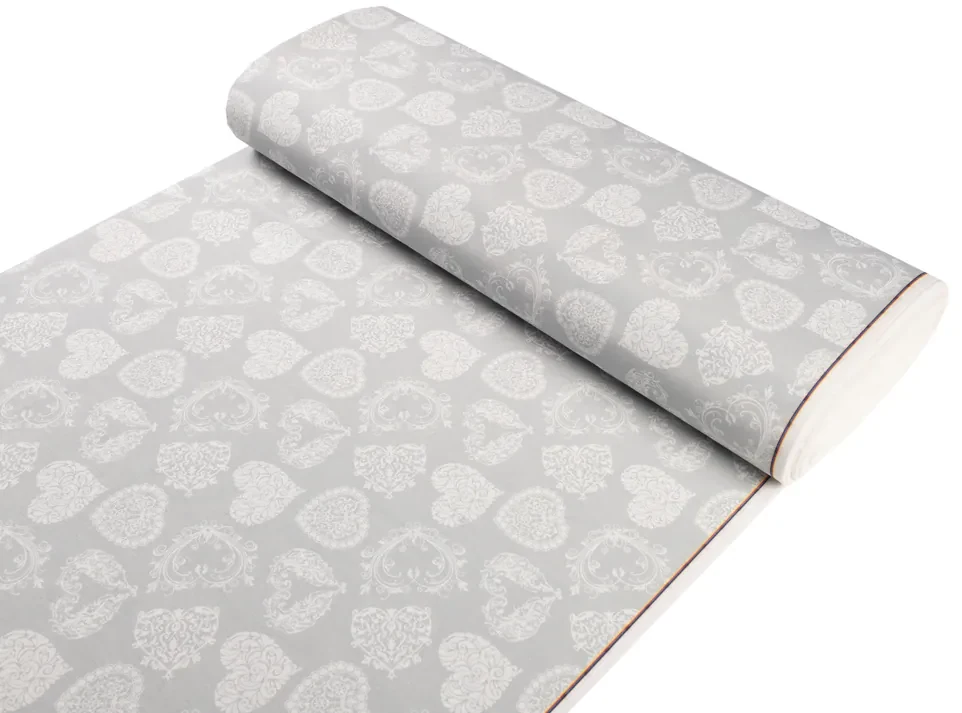 Biante Dekoračný oválny obrus PML-071 Srdce s ornamentami na sivom 120x140 cm