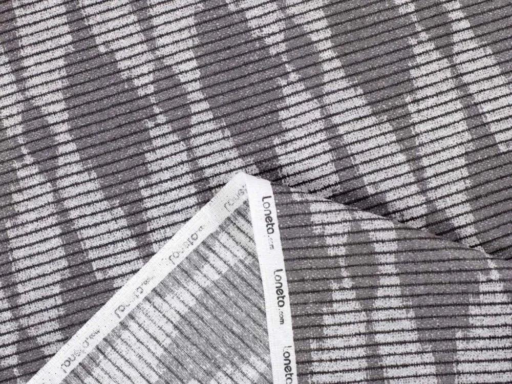 Biante Dekoračný záves Leona LN-047 Svetlo sivé obrazce a pásiky 130x150 cm