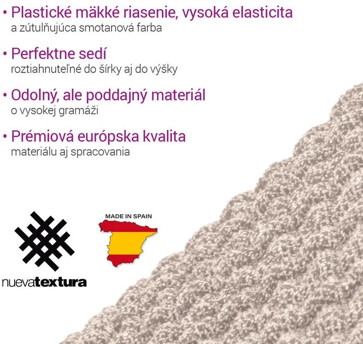 Super strečové poťahy RUBINIA smotanová dvojkreslo (š. 140 - 180 cm)