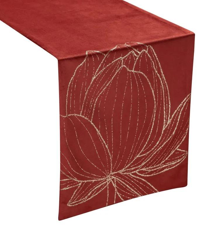 Dekorstudio Elegantný zamatový behúň na stôl BLINK 12 tehlový Rozmer behúňa (šírka x dĺžka): 35x180cm