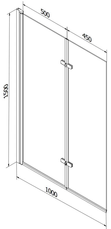 Mexen Castor, vaňová zástena 2-krídlová 100 x 150 cm, otočné krídlo, 6 mm námraza sklo, zlatý profil, 892-100-002-50-30