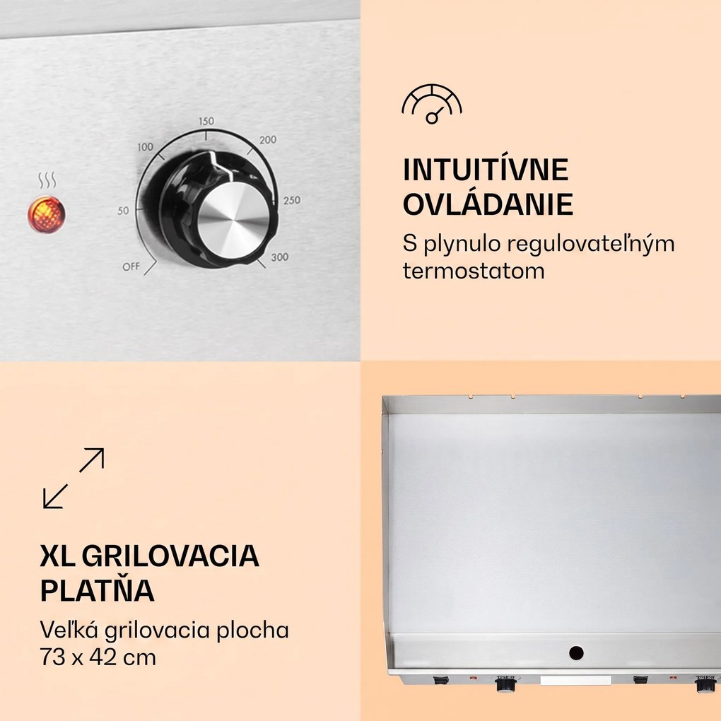 Klarstein Grillmeile 4400, elektrický gril, 2 x 2200 W, grilovacia platňa z nehrdzavejúcej ocele