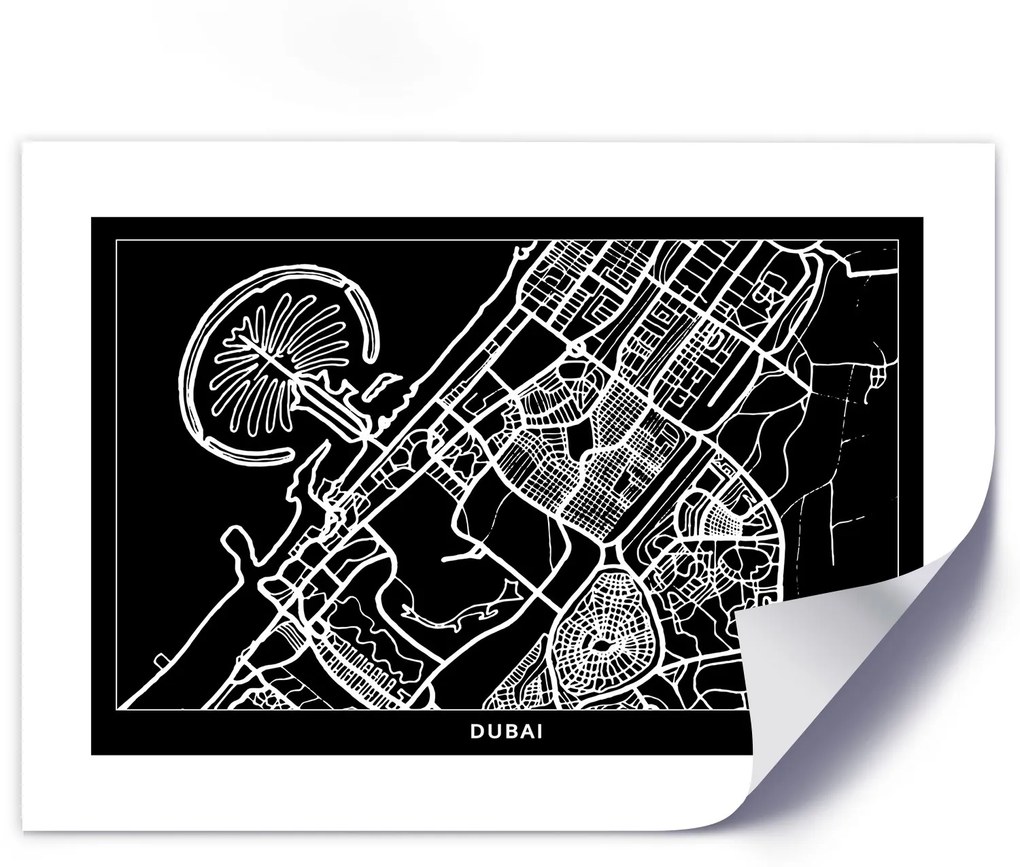 Gario Plagát City plan Dubai Farba rámu: Bez rámu, Rozmery: 45 x 30 cm