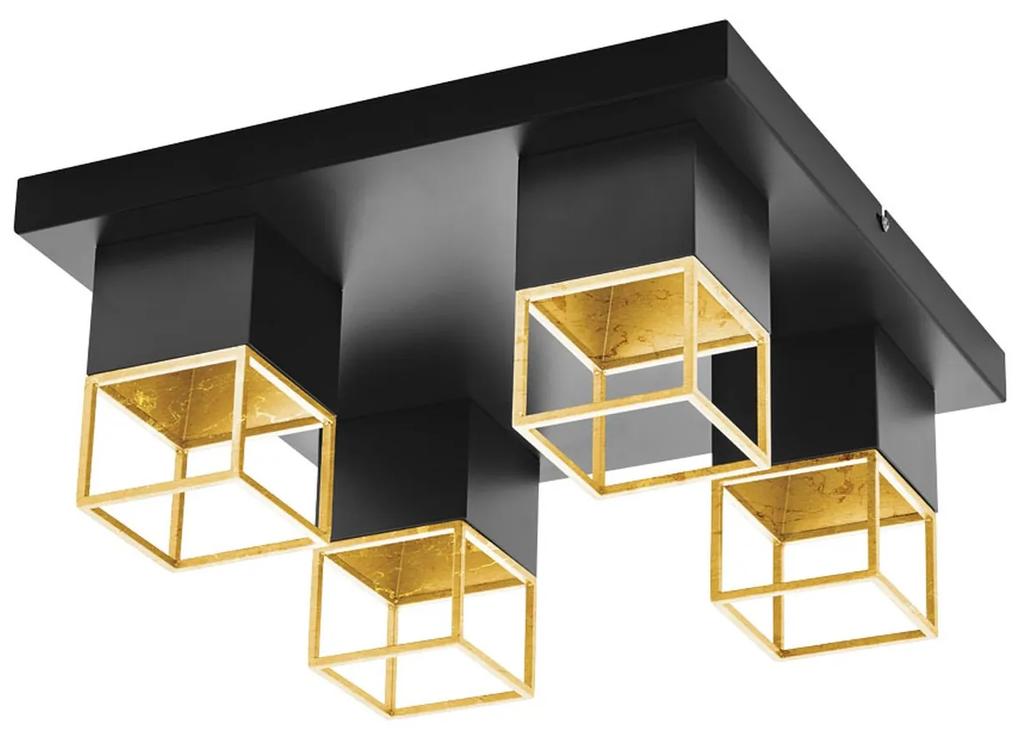 EGLO Moderný LED luster prisadený MONTEBALDO, 4xGU10, 5W, 38x38cm, hranatý, čierny