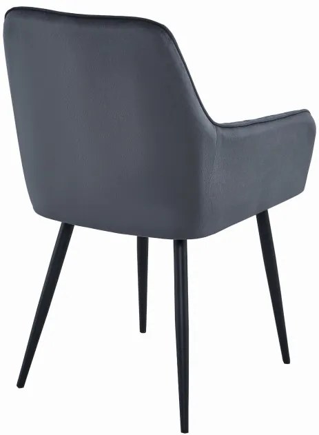 Jedálenská stolička SOLDEN zamatová tmavosivá (čierne nohy)