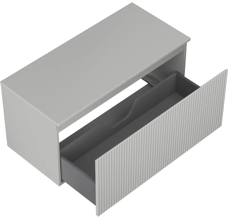 Mexen Rivel, kúpeľňová skrinka 100 cm s hornou časťou, 1 zásuvka, drážkovaná, sivá matná, 91A20-10047-1-BFC62