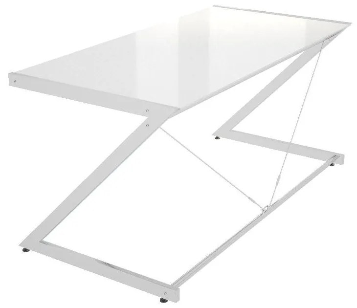 Dizajnový stôl Prest chrómovaný biela