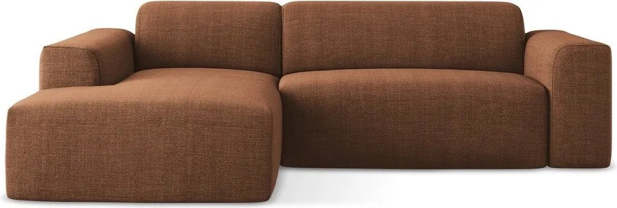 Rohová pohovka v terakotovej farbe (ľavý roh/s leňoškou) Keli – Makamii