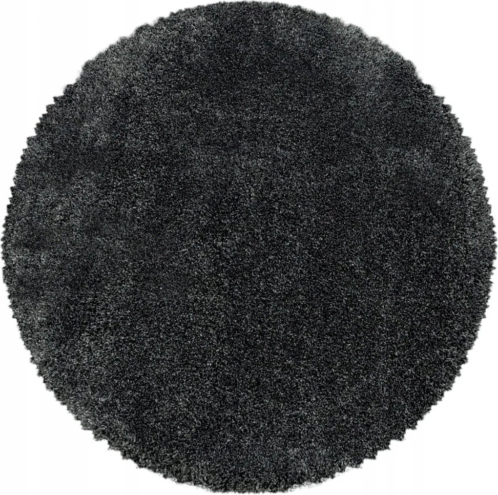 Ayyildiz, Kusový koberec Fluffy Shaggy 3500 grey kruh, 80x80 (priemer) kruh, šedá, obývacia izba