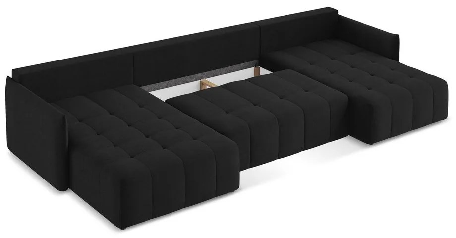 Čierna rozkladacia/s úložným priestorom rohová pohovka (do tvaru "U") Moku – Makamii