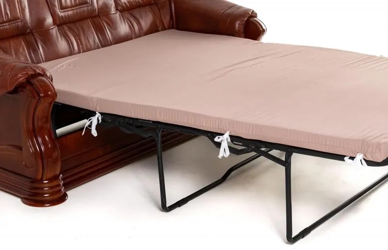 Kožená rozkladacia pohovka Baron 3R, biela / wenge (k1 / 8)