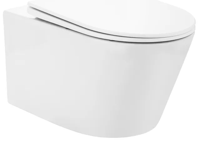 Gamma Mut-301, závesná WC misa Tornado/Rimless 520x365x360 mm + SLIM toaletné sedadlo, biela lesklá, GMA-MUT-301