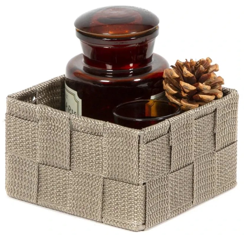 Compactor Úložný organizér do zásuvky Compactor TEX - košík S,  12 x 12 x 7 cm, Taupe (sivo-béžový), S