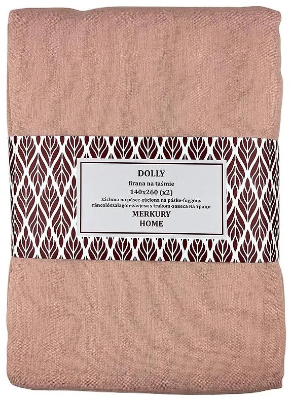 Záclona na páske Dolly polyester svetloružová 140x260 (x2) Merkury Home