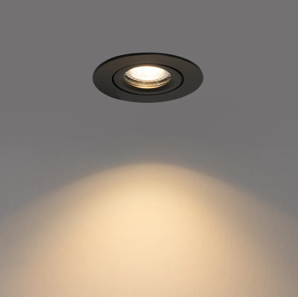 Zástenný bodový reflektor čierny výkyvný 6,5 cm vrátane LED IP54 Ultra Slim - Pupil