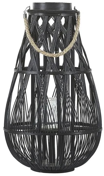 Prútený lampión čierny 56 cm TONGA Beliani