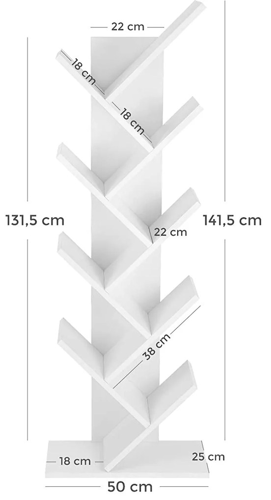 Biela knižnica v tvare stromu EXEL