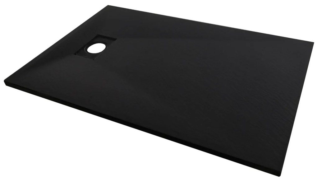 Cerano Gusto, obdĺžniková sprchová vanička 110x70x3 cm z minerálneho kompozitu, čierna matná, CER-CER-414602
