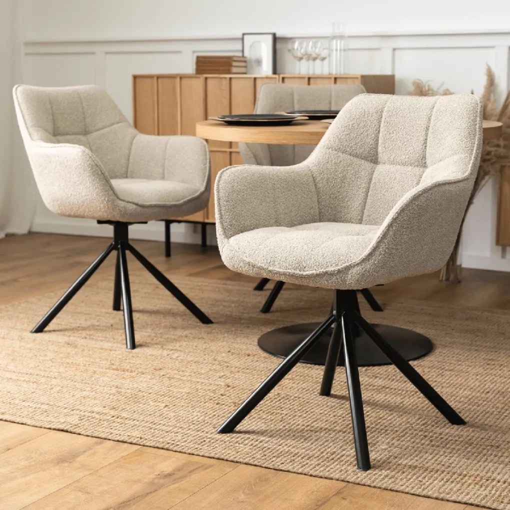 PROXIMA.store - Člúnená otočná stolička PEONY FARBA: béžová