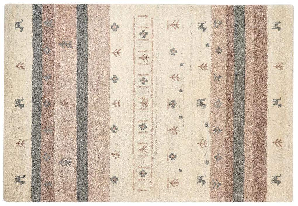 Vlnený koberec gabbeh 140 x 200 cm béžová/hnedá KARLI Beliani