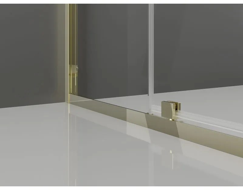 Mexen Exo, štvorcový výklopný sprchový kút 70 x 70 cm, číre sklo, zlatá, 8110-070-070-50-00