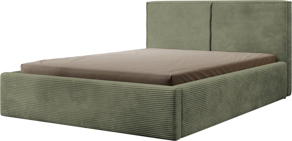 Posteľ Inez 180x200 cm, olivovo zelená štruktúrovaná látka