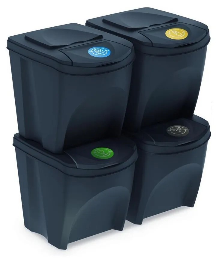Kôš na triedený odpad Sortibox 25 l, 4 ks, antracit IKWB20S4 S433