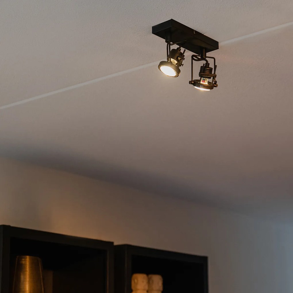 Inteligentné bodové svetlo čierne vrátane 2 Wifi GU10 - Suplux