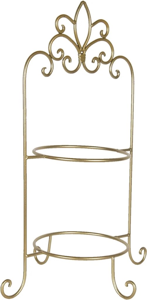 Zlatý kovový ozdobný stojan na taniere dvojposchodový - 38 * 30 * 57 cm