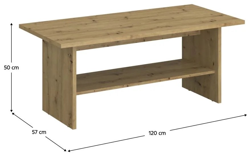 Konferenčný stolík IRON (dub artisan). Vlastná spoľahlivá doprava až k Vám domov. 1091512