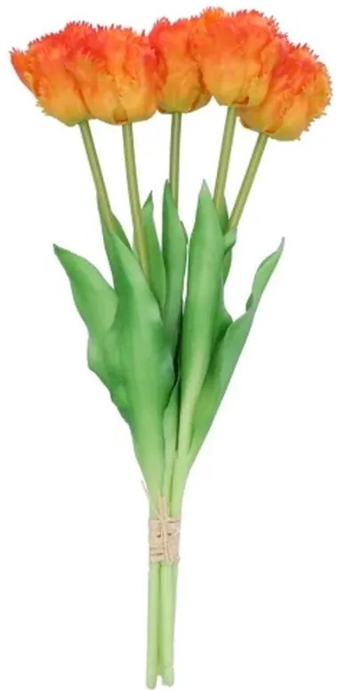 Kytica 5ks oranžových realistických tulipánov Tulips Papagayo - 39 cm