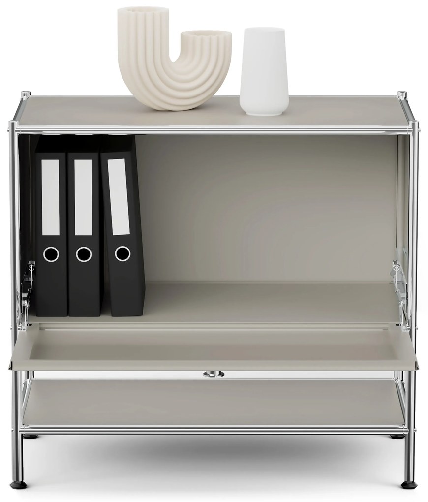 Kovová odkladacia skrinka »CN3« s výklopným priečinkom, svetlosivá