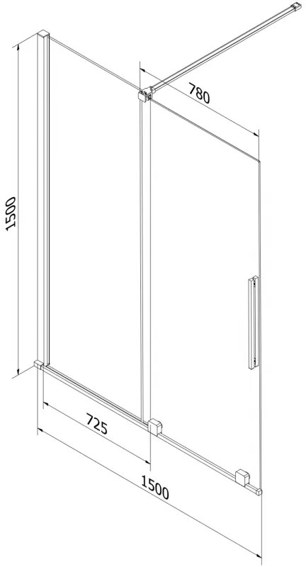 Mexen Velar, 2-krídlová posuvná vaňová zástena 150 x 150 cm, 8mm šedé sklo, grafit brúsený, 896-150-000-41-66