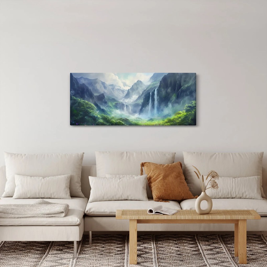 Obraz - Údolie vodopádov (120x50 cm)