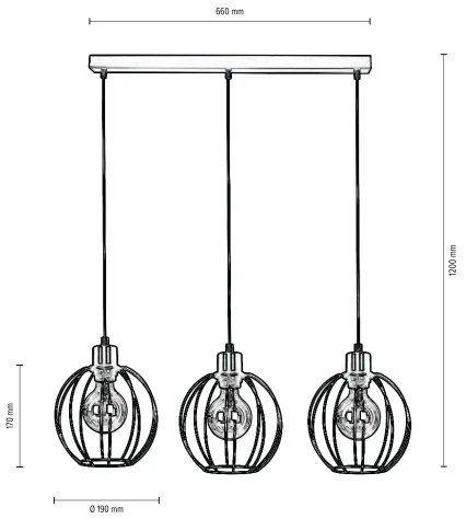 Spot-Light DO15659304 - Luster na lanku BERIS 3xE27/60W/230V