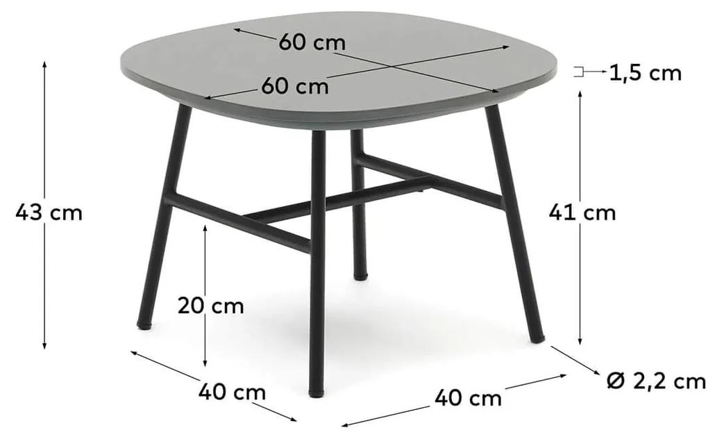 Záhradný odkladací stolík manta 60 x 60 cm čierny MUZZA