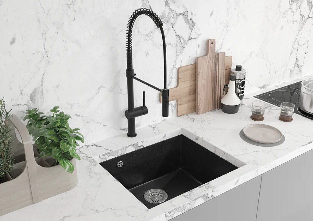 Laveo Ibiza, 1-komorový granitový drez 560x460x220 mm, čierna, LAV-SBI_710U